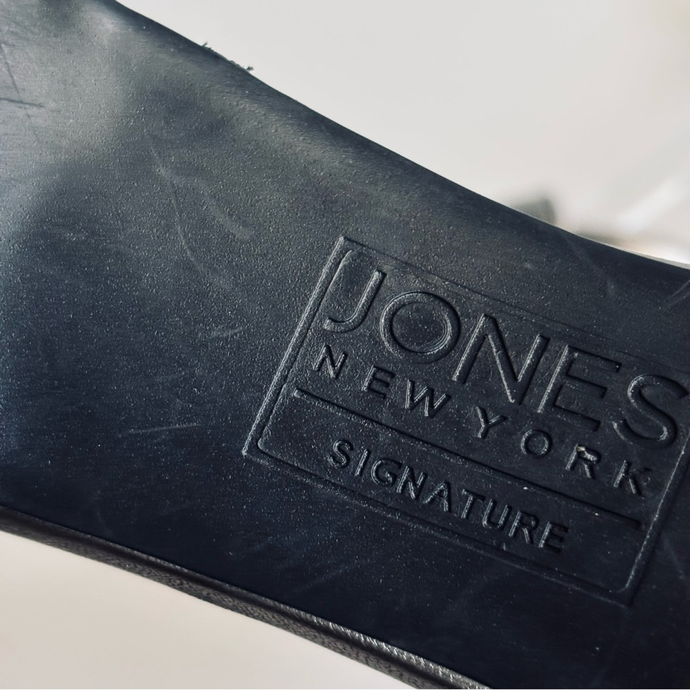 Jones New York Open Toe Metallic Women's Leather Heels Black Size 8 - Picture 13 of 16